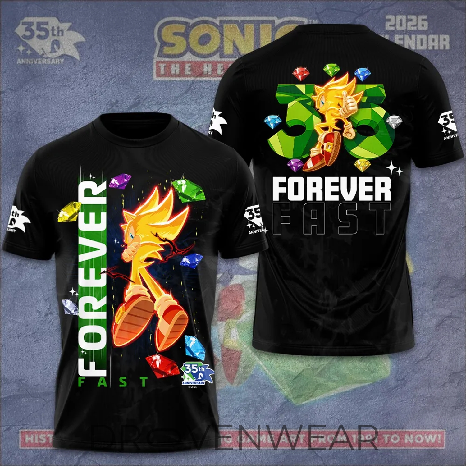 Sonic the Hedgehog 35th Anniversary Forever Fast Limited Edition Shirt V4 Sonic the Hedgehog 35th Anniversary Forever Fast Limited Edition Shirt V4