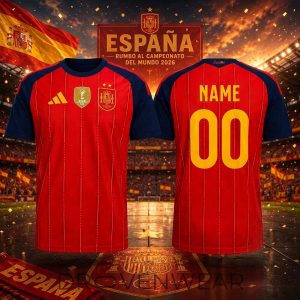 Spain FIFA World Cup 2026 Champions Custom Name Soccer Jersey by Drovenwear.com
