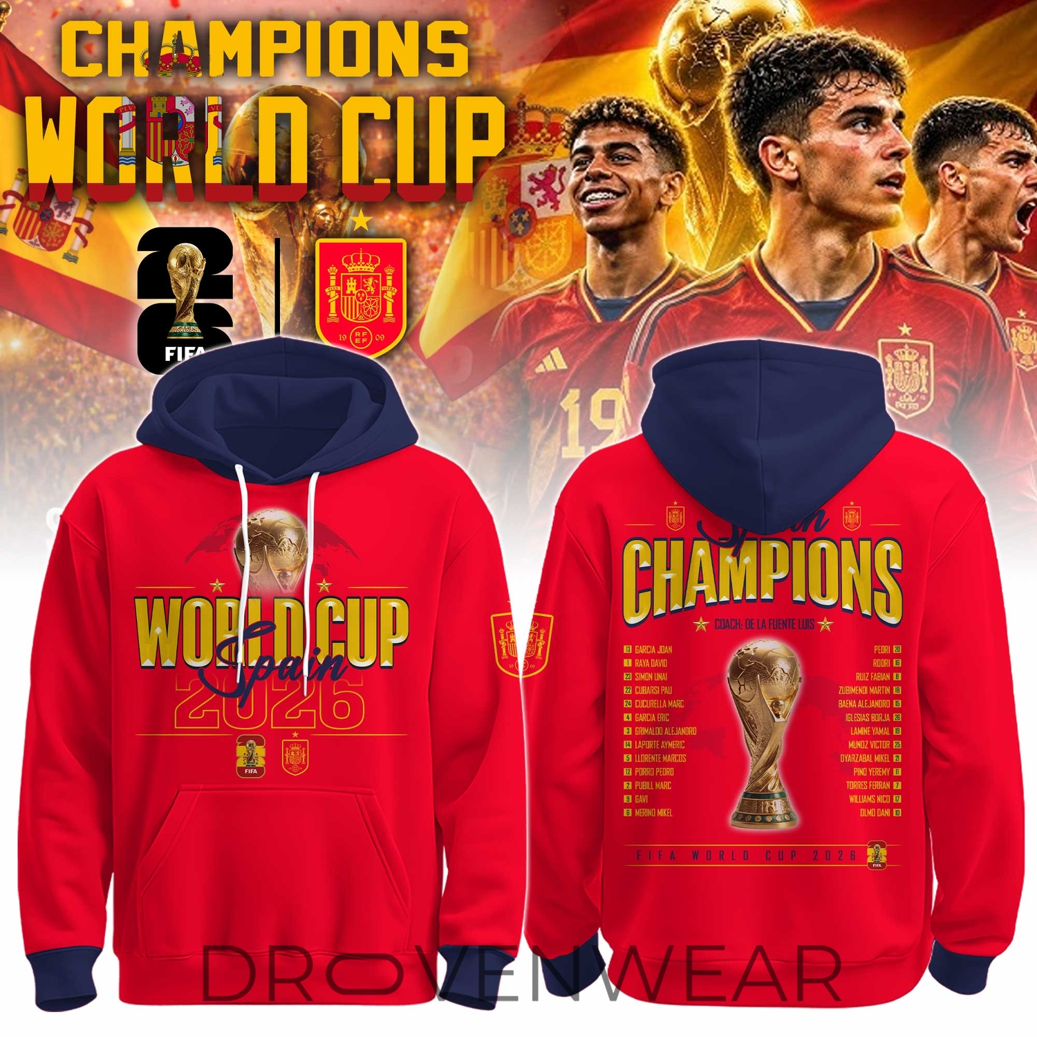 Spain FIFA World Cup Champions 2026 Limited Hoodie Spain FIFA World Cup Champions 2026 Limited Hoodie