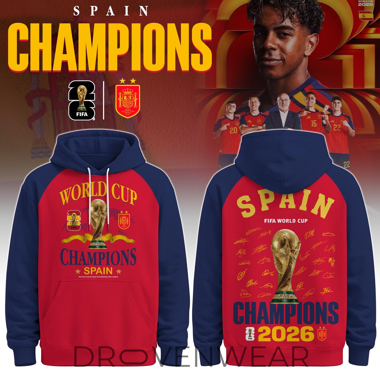 Spain FIFA World Cup Champions 2026 Special Hoodie Spain FIFA World Cup Champions 2026 Special Hoodie