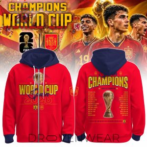 Spain FIFA World Cup Champions 2026 Zip Hoodie by Drovenwear.com