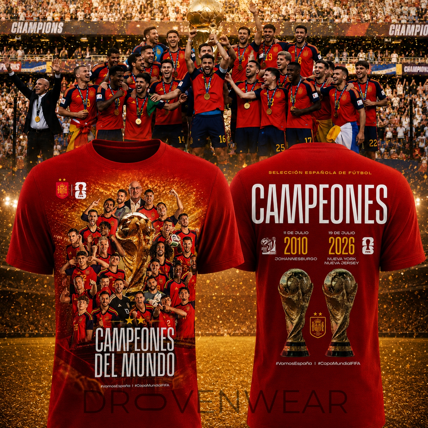 Spain Soccer FIFA World Cup 2026 Champions Limited Edition Fan Shirt Spain Soccer FIFA World Cup 2026 Champions Limited Edition Fan Shirt