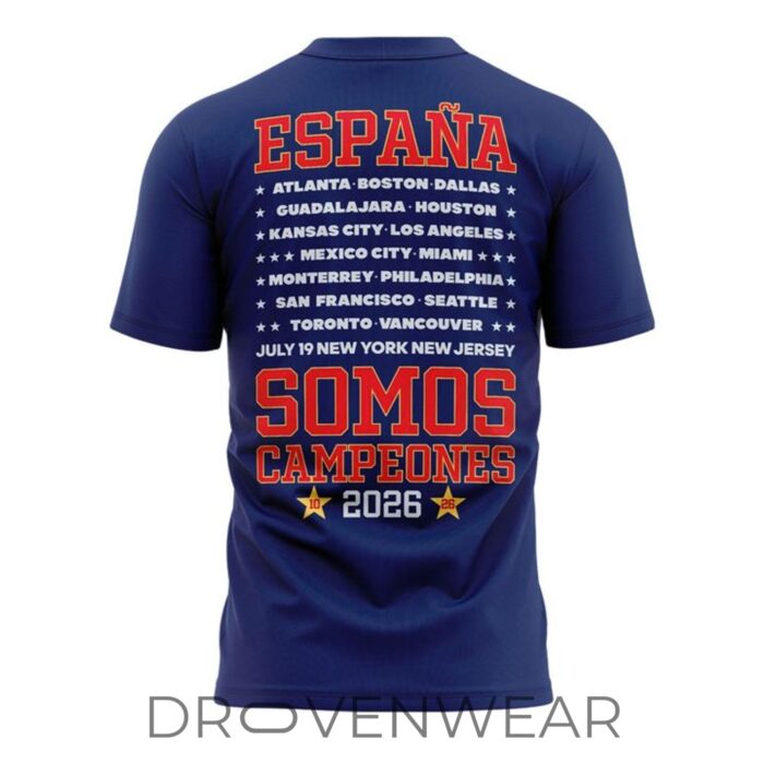 Spain Somos Campeones 2026 World Cup Champions Navy Football Fan Shirt - Image 3