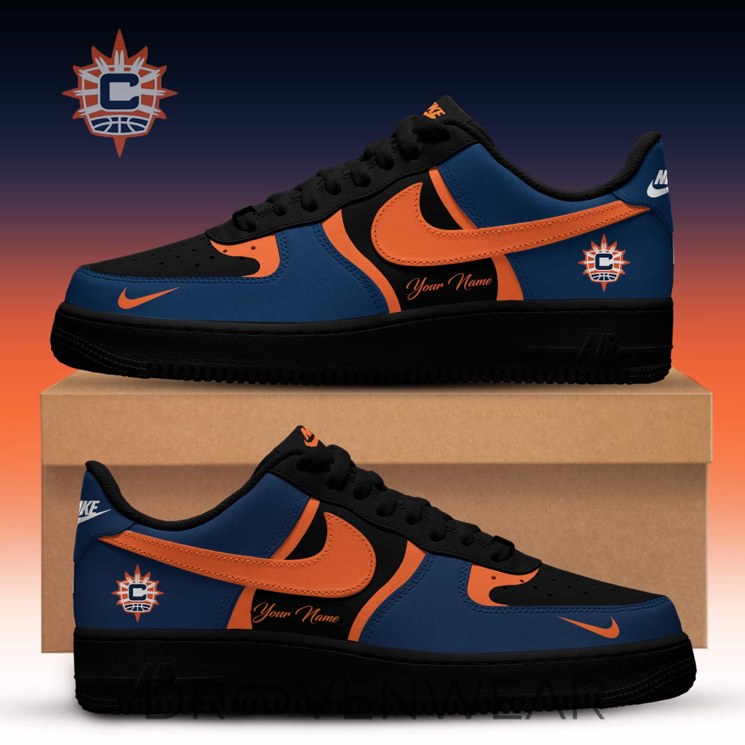Sun WNBA x Back 2 Black Edition Nike Air Force 1 Low Custom For Fans Sun WNBA x Back 2 Black Edition Nike Air Force 1 Low Custom For Fans