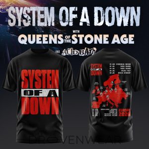 System of a Down UK EU Tour 2026 Black Collection TShirt by Drovenwear.com