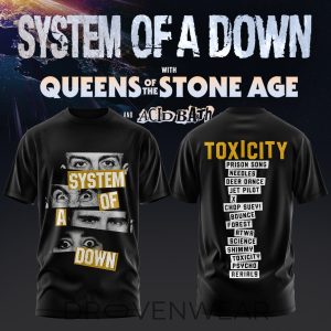 System of a Down UK EU Tour 2026 Black Collection TShirt V2 by Drovenwear.com