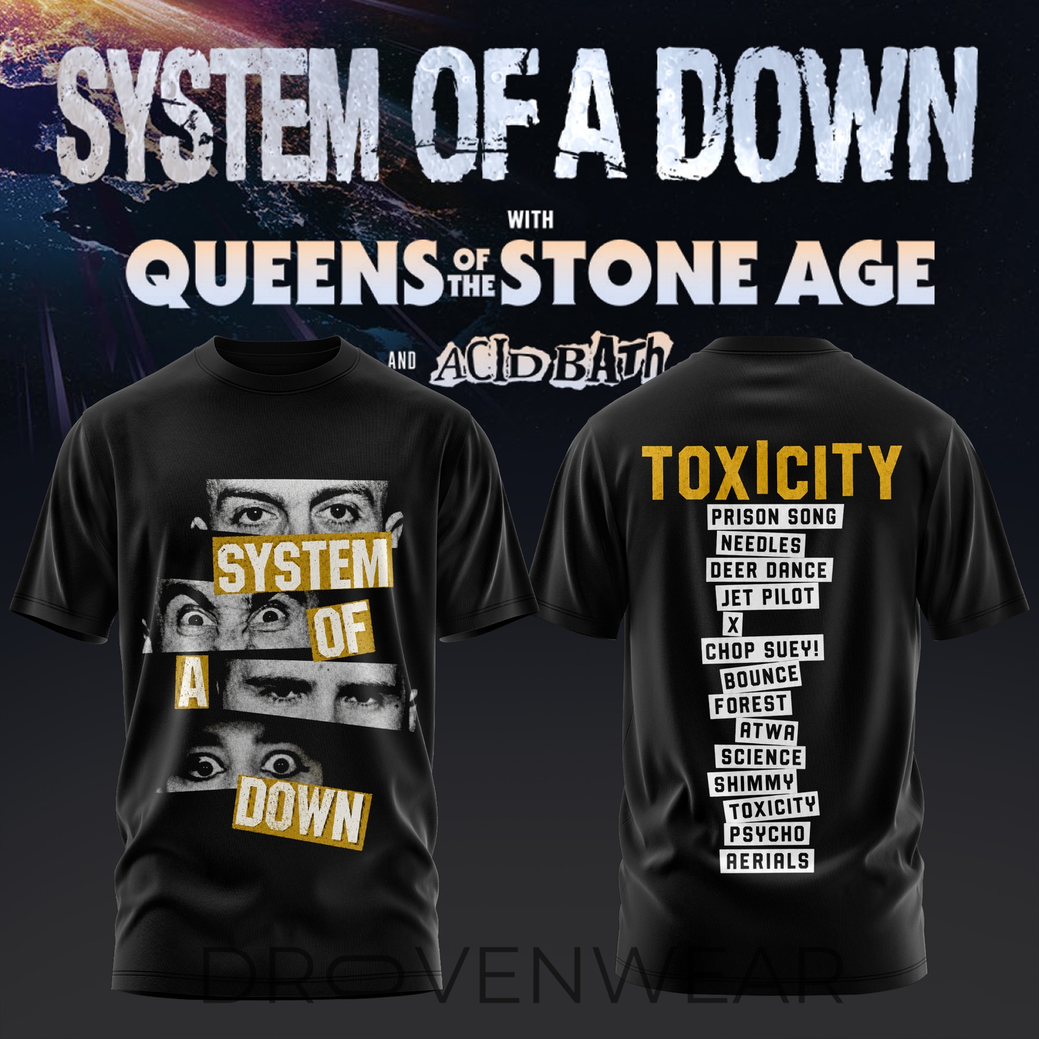 System of a Down UK EU Tour 2026 Black Collection T-Shirt V2 System of a Down UK EU Tour 2026 Black Collection T-Shirt V2