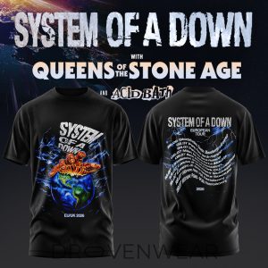 System of a Down UK EU Tour 2026 Black Collection TShirt V3 by Drovenwear.com