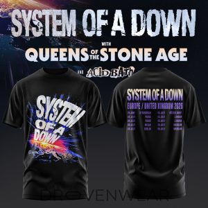 System of a Down UK EU Tour 2026 Black Collection TShirt V5 by Drovenwear.com