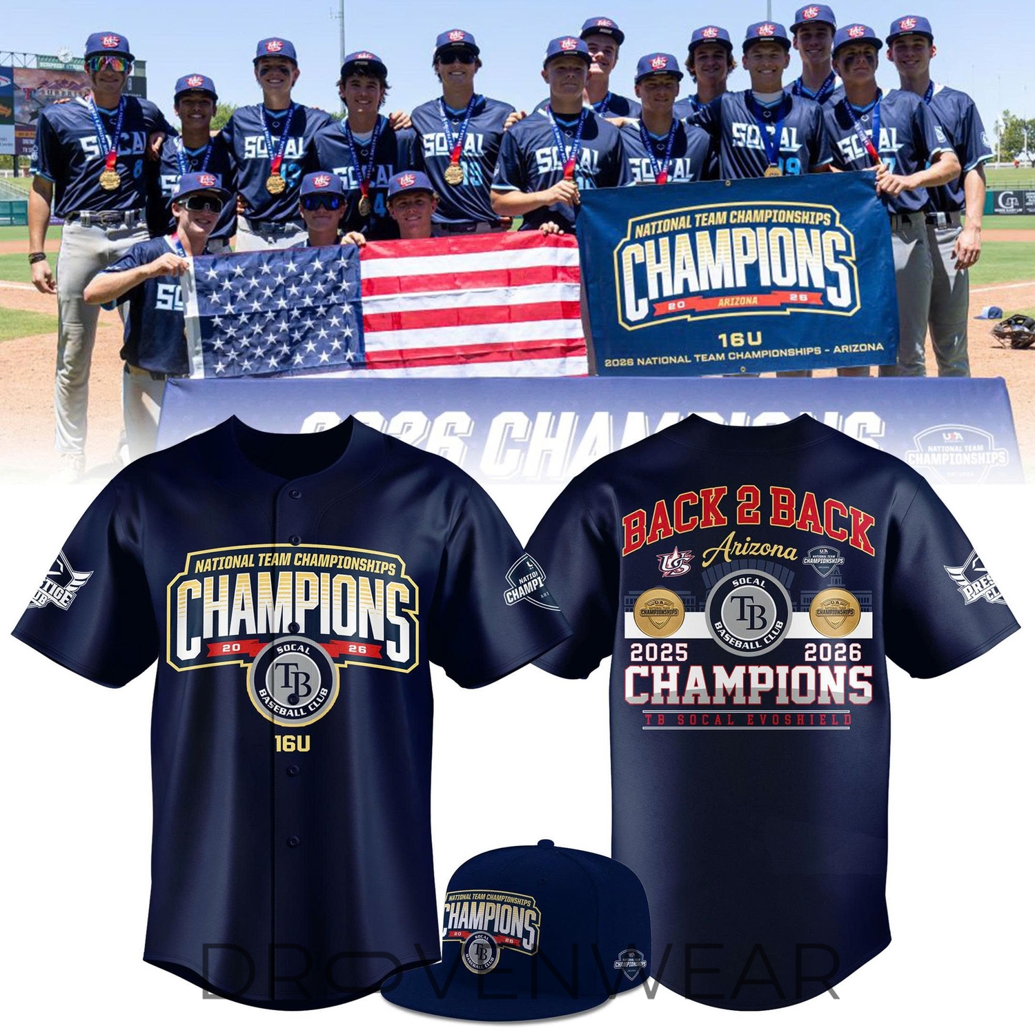 TB SoCal EvoShield 2026 USA Baseball National Team Championships 16U Champions Two-Sided Graphic Jersey TB SoCal EvoShield 2026 USA Baseball National Team Championships 16U Champions Two-Sided Graphic Jersey