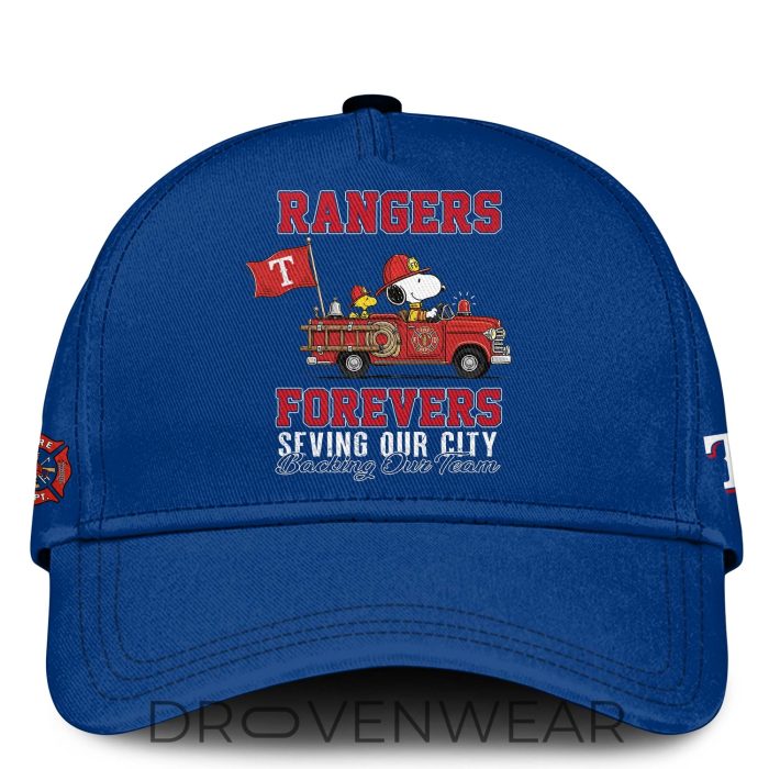 Texas Rangers Snoopy Firefighter Personalized Blue Shirt 2026 - Image 2