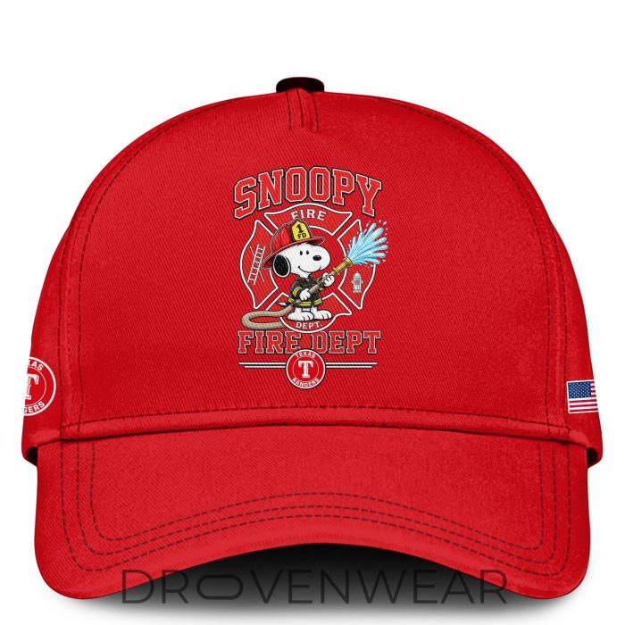 Texas Rangers Snoopy Firefighter Personalized Red Shirt 2026 - Image 2
