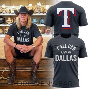 Texas Rangers x Erling Haaland Yall Can Kiss My Dallas TShirt by Drovenwear.com