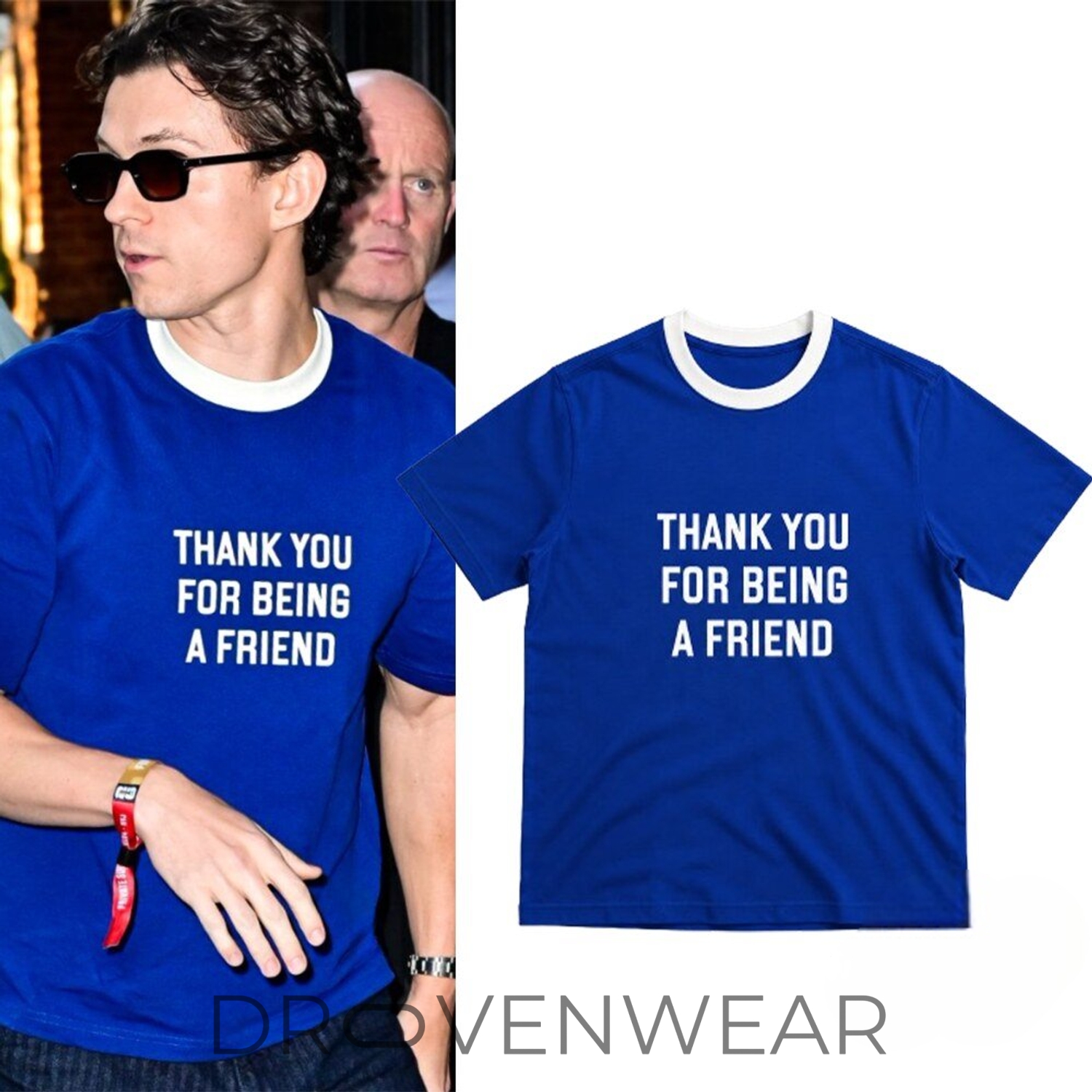 Tom Holland Blue Thank You For Being A Friend Graphic Shirt Tom Holland Blue Thank You For Being A Friend Graphic Shirt