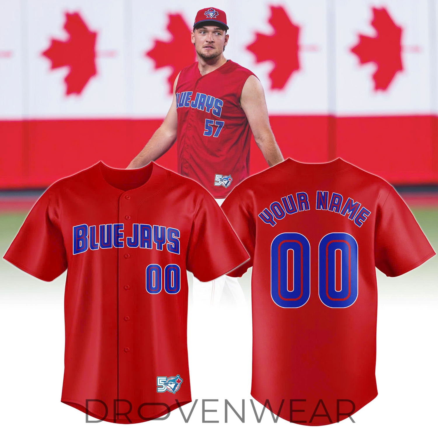 Toronto Blue Jays Canada Day Custom Name & Number Jersey Toronto Blue Jays Canada Day Custom Name & Number Jersey