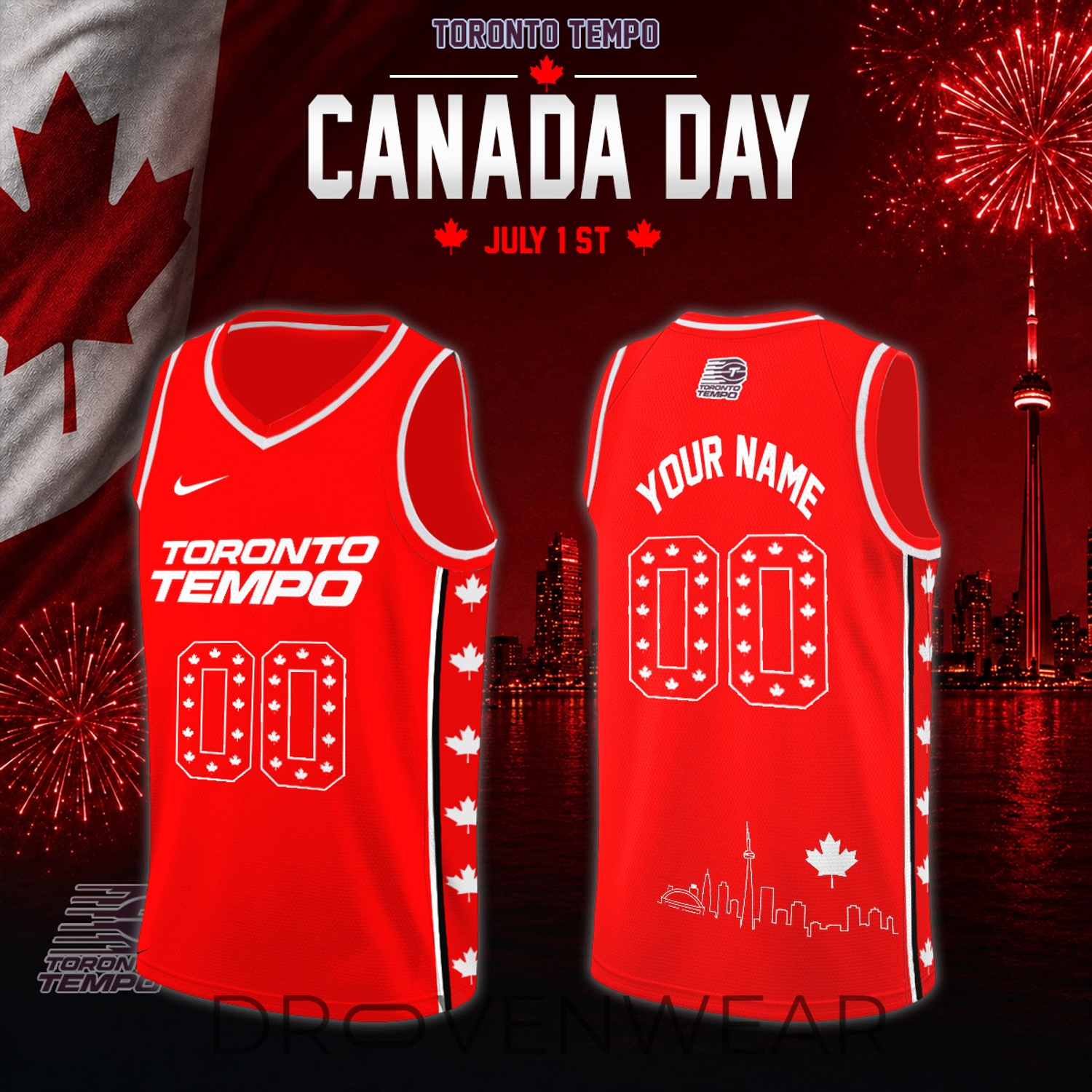 Toronto Tempo WNBA Canada Day 2026 Custom Basketball Jersey Red Toronto Tempo WNBA Canada Day 2026 Custom Basketball Jersey Red