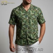 Tropical Jungle Green Hawaiian Shirt Womens - Dense Foliage Print Aloha Shirt