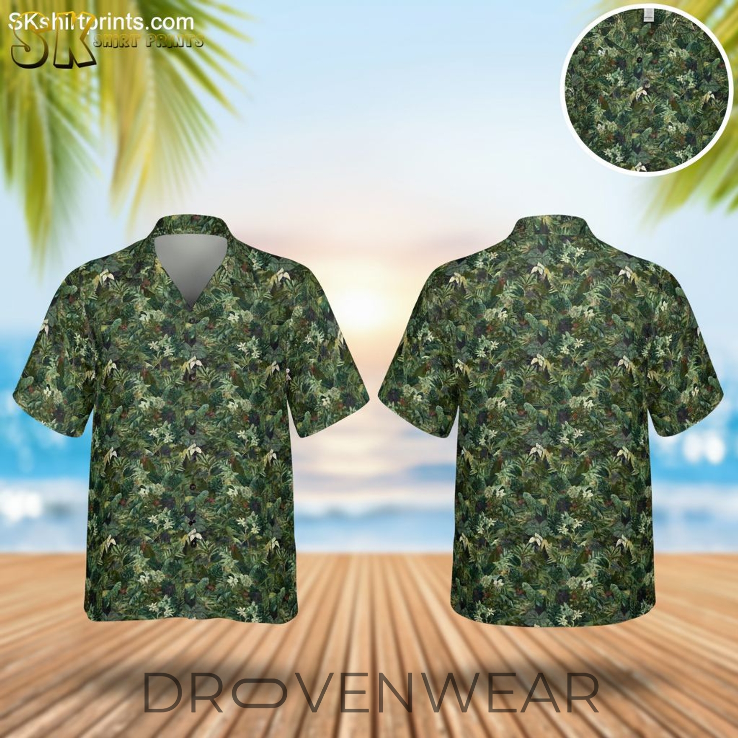 Tropical Jungle Green Hawaiian Shirt Womens - Dense Foliage Print Aloha Shirt Tropical Jungle Green Hawaiian Shirt Womens - Dense Foliage Print Aloha Shirt