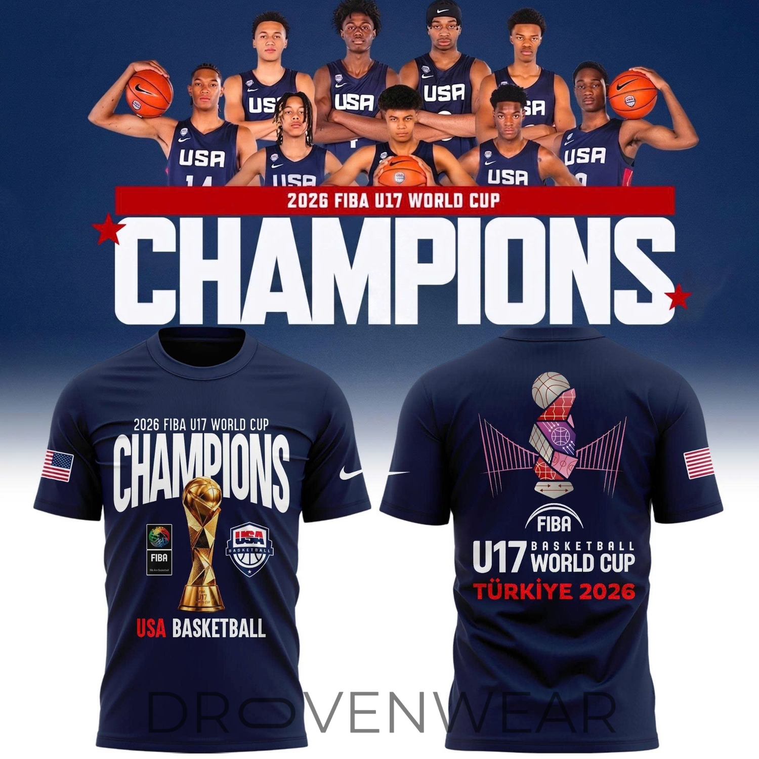USA Basketball 2026 FIBA U17 Basketball World Cup Champions T-Shirt USA Basketball 2026 FIBA U17 Basketball World Cup Champions T-Shirt