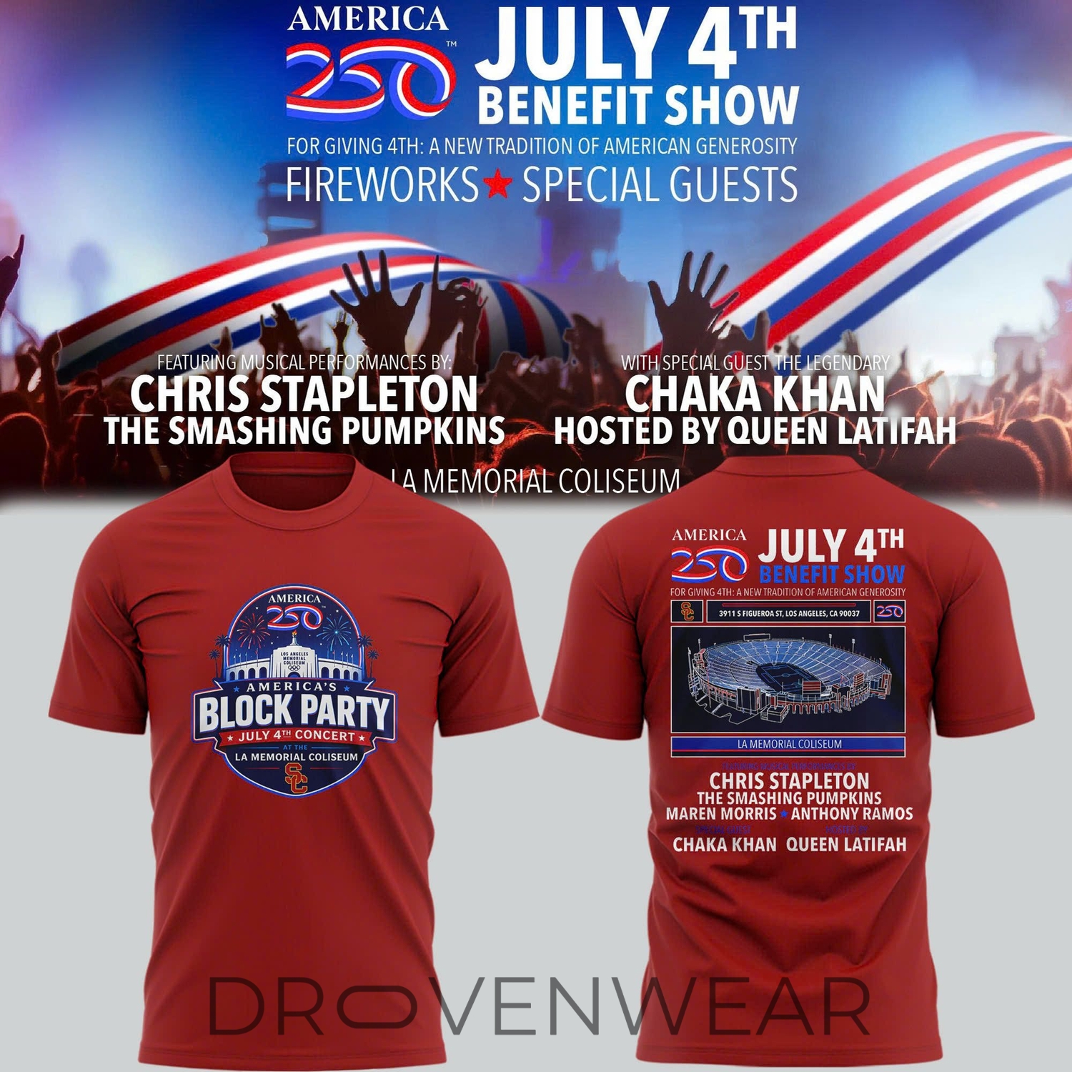 USC Trojans x America250 July 4th Benefit Show 2026 Red Shirt USC Trojans x America250 July 4th Benefit Show 2026 Red Shirt