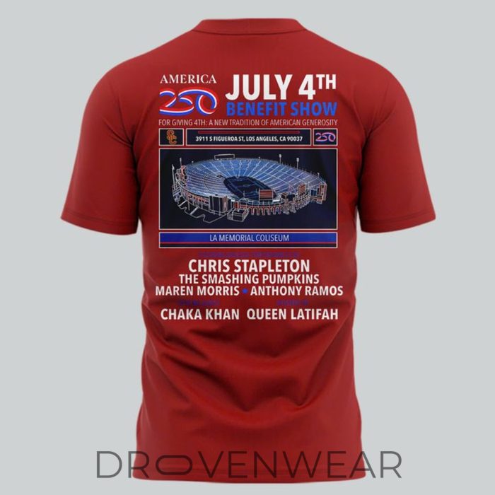 USC Trojans x America250 July 4th Benefit Show 2026 Red Shirt - Image 3