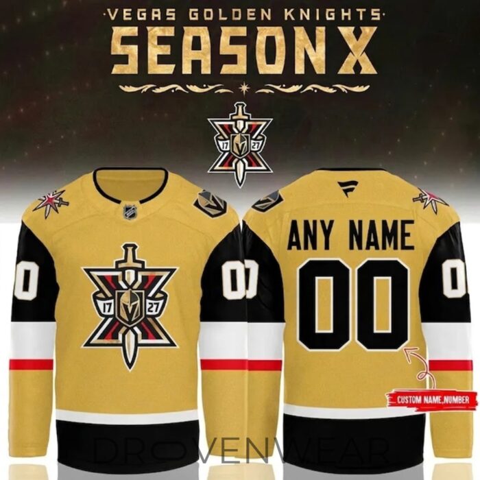 Vegas Golden Knights 10th Season Logo 2026 Special Hockey Jersey - Image 3