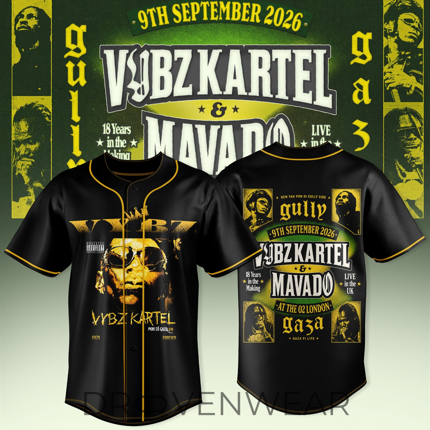 Vybz Kartel X Mavado - Gaza Vs Gully Collection Baseball Jersey V3 Vybz Kartel X Mavado - Gaza Vs Gully Collection Baseball Jersey V3