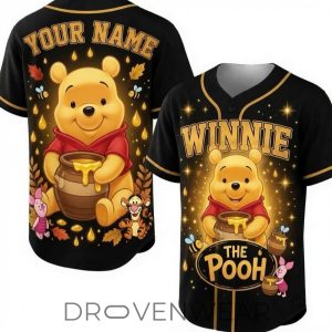 Winnie The Pooh Custom Name Baseball Jersey Shirt by Drovenwear.com