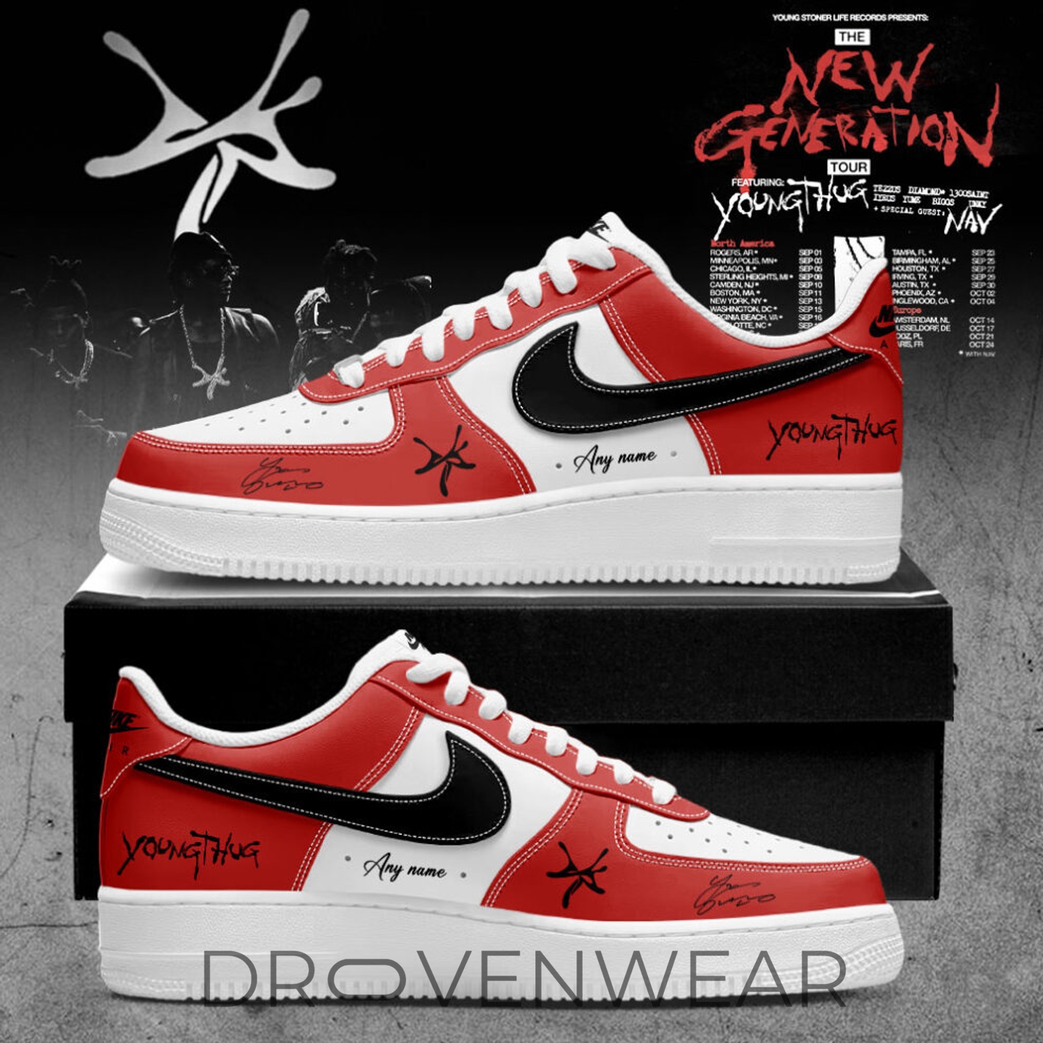 Young Thug And YSL - The New Generation Tour 2026 Signature Custom Name AF1 V2 Young Thug And YSL - The New Generation Tour 2026 Signature Custom Name AF1 V2