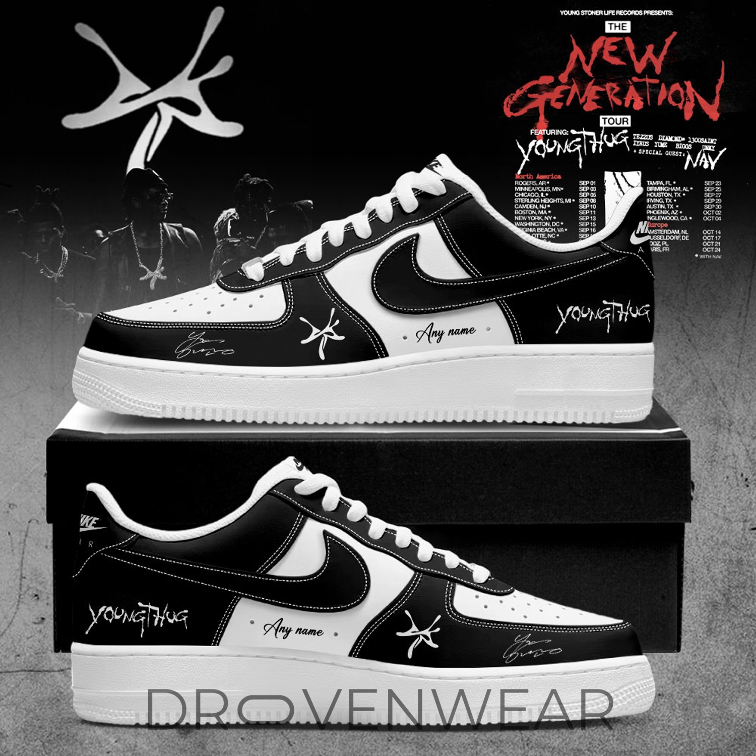 Young Thug And YSL - The New Generation Tour 2026 Signature Custom Name AF1 V3 Young Thug And YSL - The New Generation Tour 2026 Signature Custom Name AF1 V3