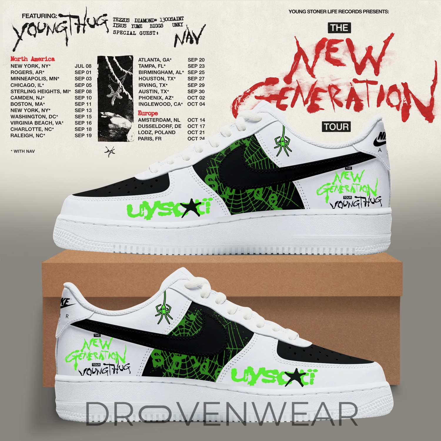 Young Thug The New Generation World Tour 2026 Limited Edition Air Force 1 Shoes Young Thug The New Generation World Tour 2026 Limited Edition Air Force 1 Shoes
