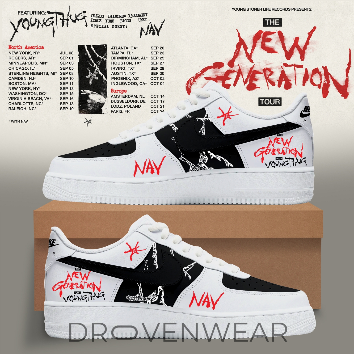 Young Thug The New Generation World Tour 2026 Limited Edition Air Force 1 Shoes V2 Young Thug The New Generation World Tour 2026 Limited Edition Air Force 1 Shoes V2