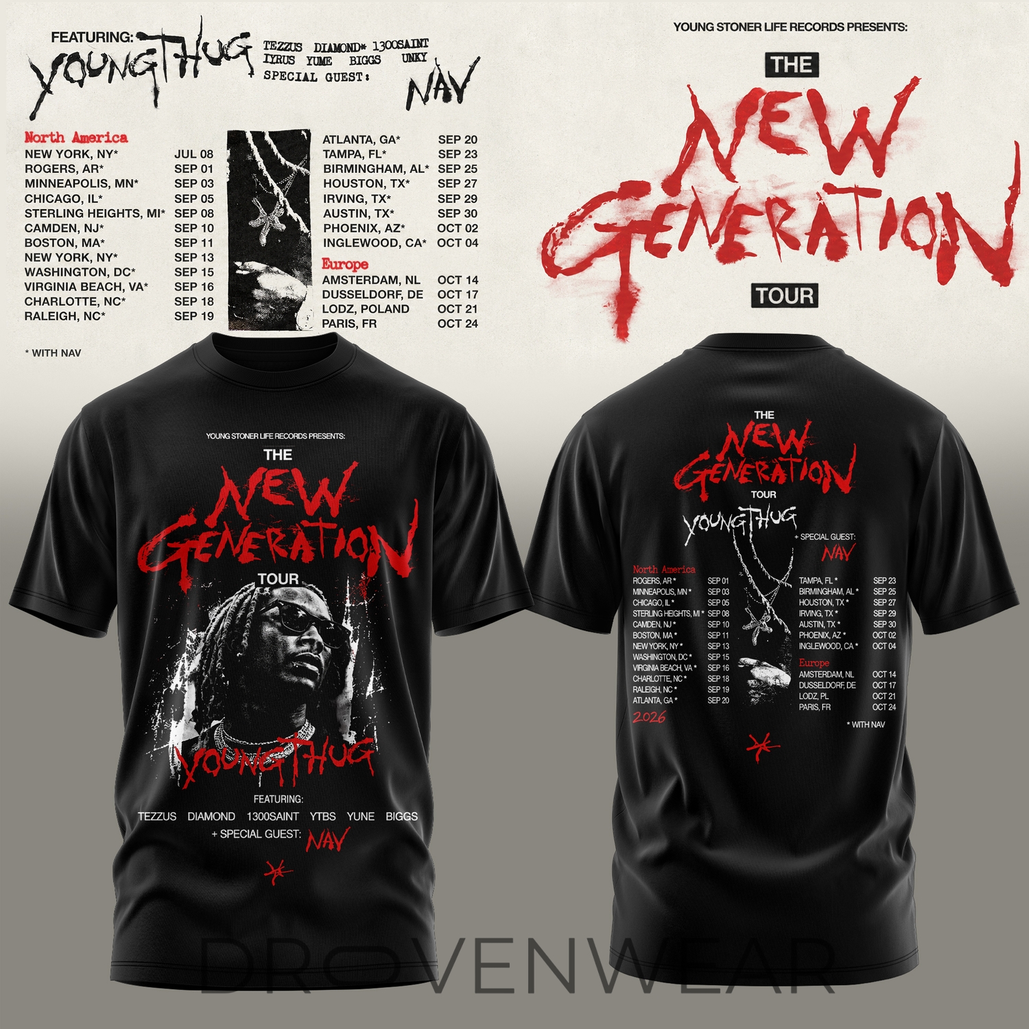 Young Thug The New Generation World Tour 2026 Limited Edition T-Shirt Young Thug The New Generation World Tour 2026 Limited Edition T-Shirt