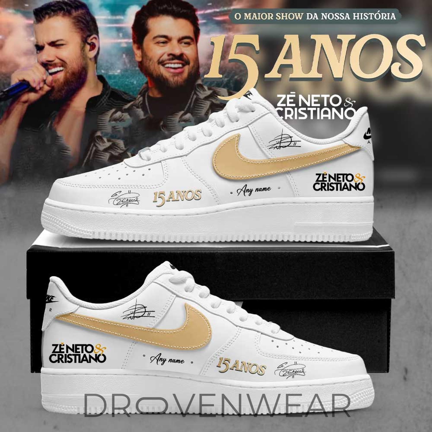 Zé Neto & Cristiano 15th Anniversary Career Celebration Limited Edition Air Force 1 Shoes V4 Zé Neto & Cristiano 15th Anniversary Career Celebration Limited Edition Air Force 1 Shoes V4