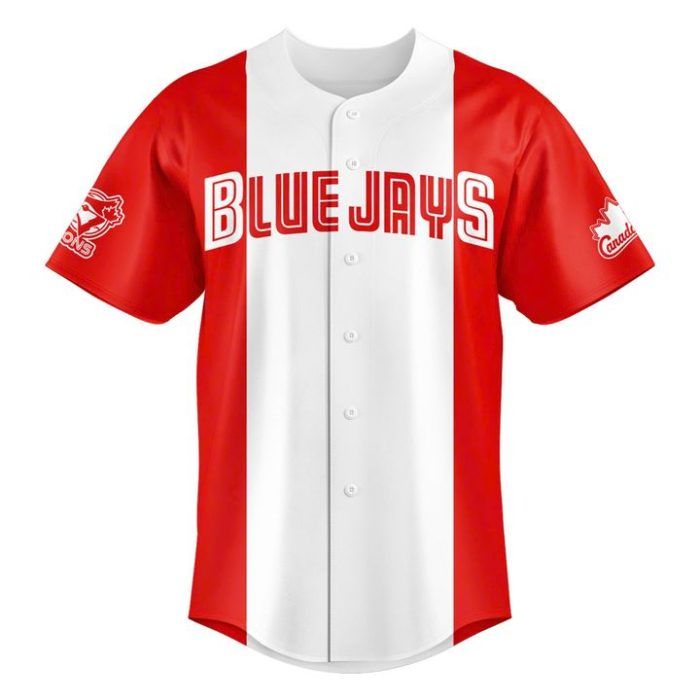 Toronto Blue Jays Canada Day Canadian Flag Red & White Baseball Jersey - Image 2